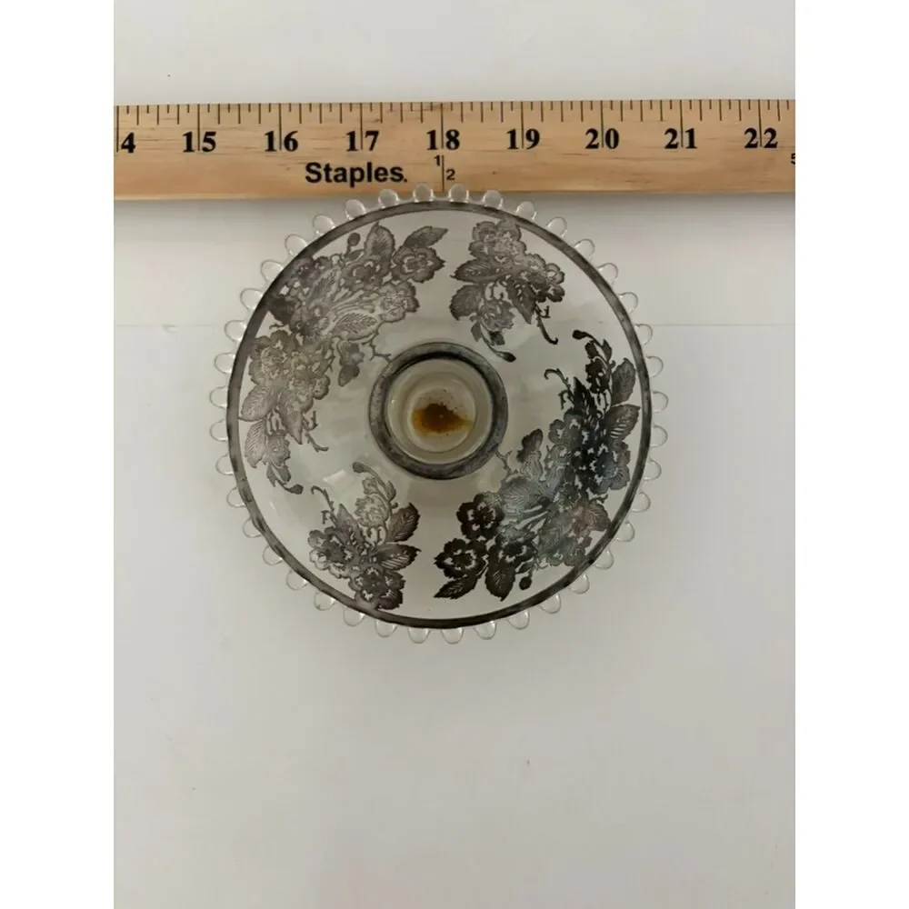 Vintage Candle Holder Detailed With Sterling Overlay - Very Unique - This Was Cr